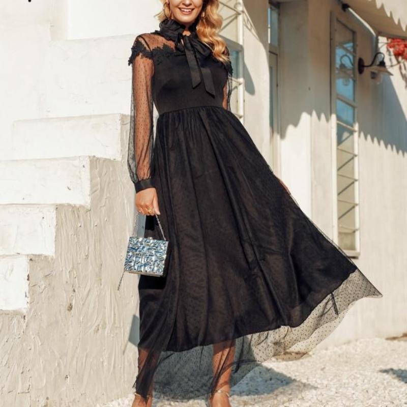 Sexy Black Transparent Mesh Lace Vintage Gothic Dress-women-wanahavit-Black-S-wanahavit