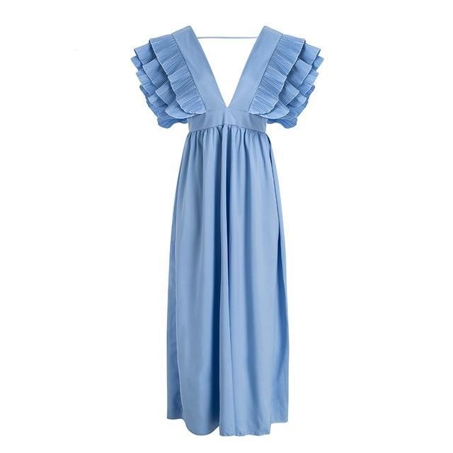 Elegant Angel Wings Ruffles Maxi Dress-women-wanahavit-light blue-S-wanahavit