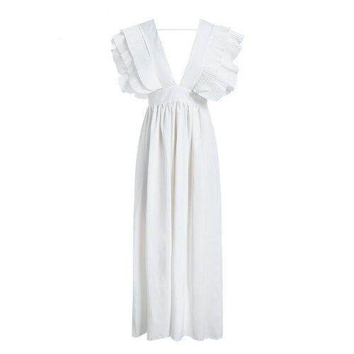 Load image into Gallery viewer, Elegant Angel Wings Ruffles Maxi Dress-women-wanahavit-White-S-wanahavit
