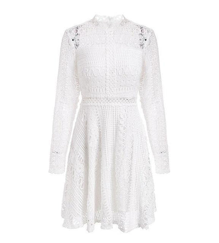 Sexy Lace Red Elegant Knitted Long Sleeve Dress-women-wanahavit-White-S-wanahavit