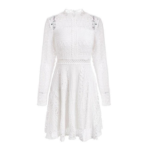 Load image into Gallery viewer, Sexy Lace Red Elegant Knitted Long Sleeve Dress-women-wanahavit-White-S-wanahavit
