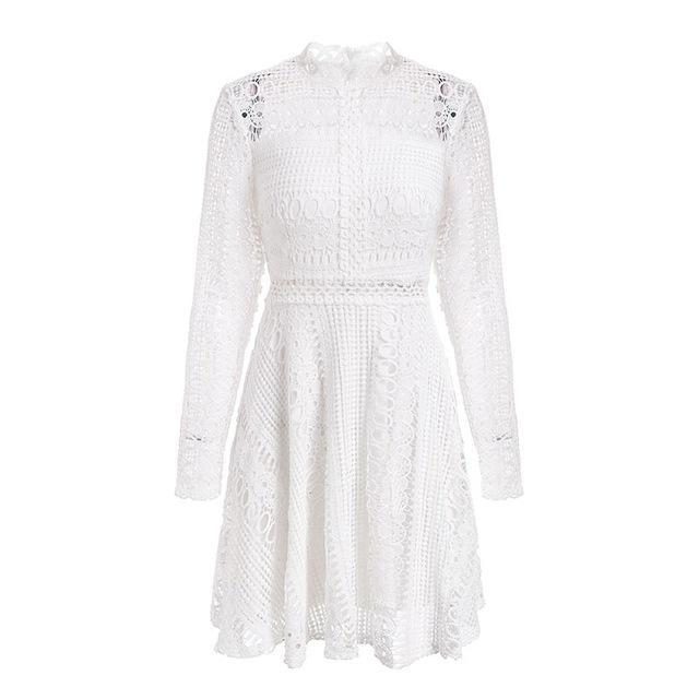 Sexy Lace Red Elegant Knitted Long Sleeve Dress-women-wanahavit-White-S-wanahavit