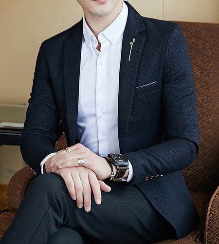 Stylish Business Striped Slim Fit Blazer-men-wanahavit-Black 2-L-wanahavit