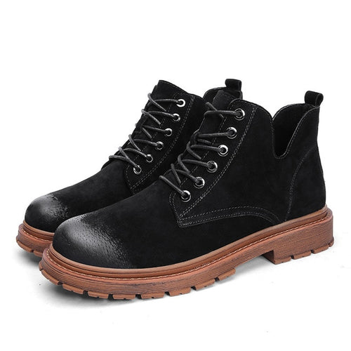 Load image into Gallery viewer, Fashion High Cut Lace Up Vintage British Military Boots-men-wanahavit-Black-6.5-wanahavit
