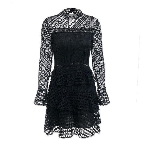 Load image into Gallery viewer, Elegant White Vintage Flare Sleeve Lace Dress-women-wanahavit-Black-S-wanahavit
