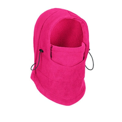 Thermal Fleece Balaclava Hooded Neck Warmer Winter Sports Face Mask Beanie-unisex-wanahavit-Rose red-wanahavit