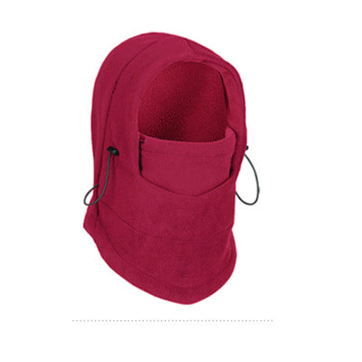 Thermal Fleece Balaclava Hooded Neck Warmer Winter Sports Face Mask Beanie-unisex-wanahavit-Red wine-wanahavit