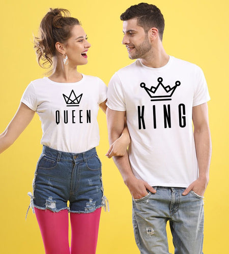 King Queen Letter Print Matching Couple Tees-unisex-wanahavit-FB78-FSTWH-L-wanahavit