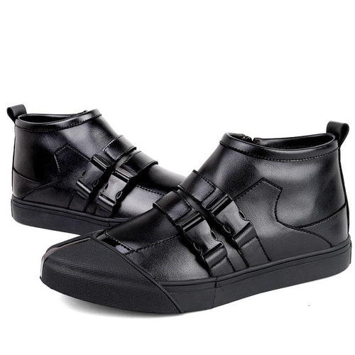 Load image into Gallery viewer, Leather Casual Gothic Buckle Strap Shoes-unisex-wanahavit-Black Leather Shoes-6.5-wanahavit
