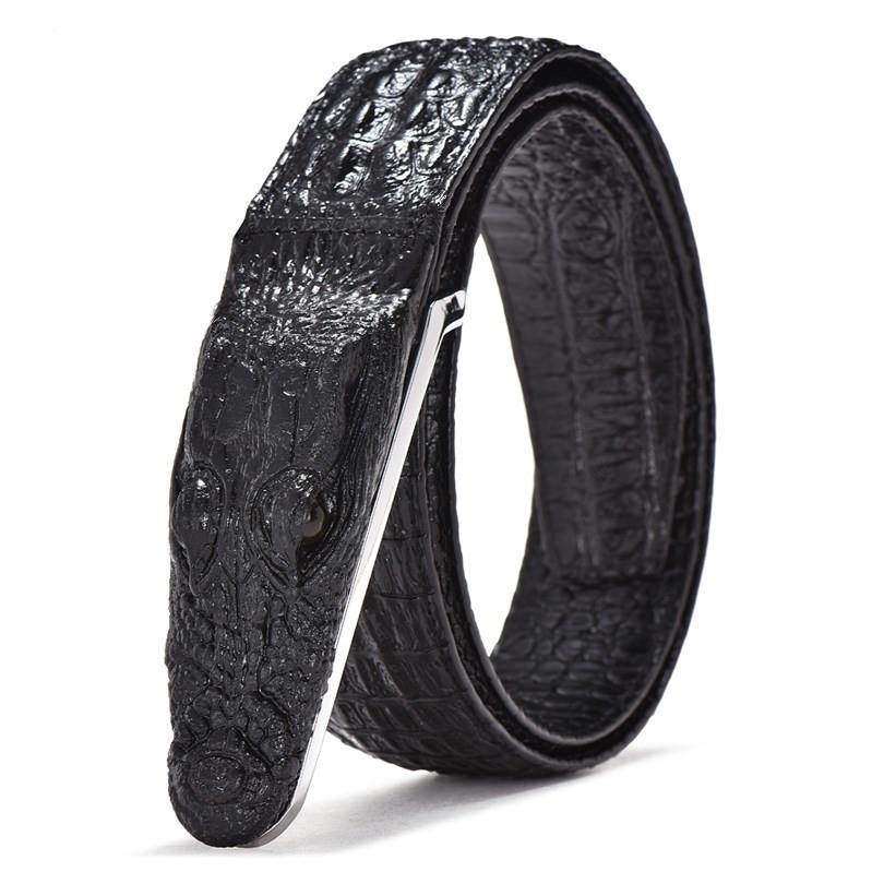Crocodile Luxury Cow Leather Strap Textured Belt-men-wanahavit-Black-105CM-wanahavit