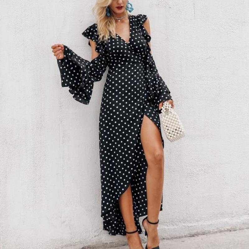 Polka Dot Ruffle Wrap Long Maxi Dress-women-wanahavit-Dot 2-S-wanahavit