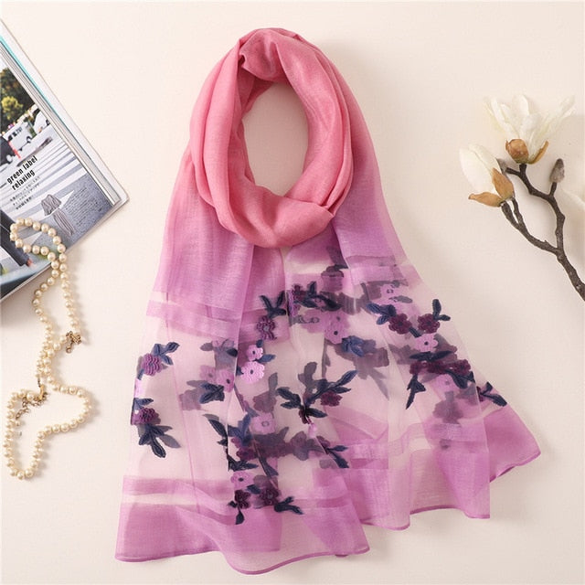 Fashion Thin Soft Silk Scarf Floral Printed Bandana Shawl #TH-women-wanahavit-th3-wanahavit