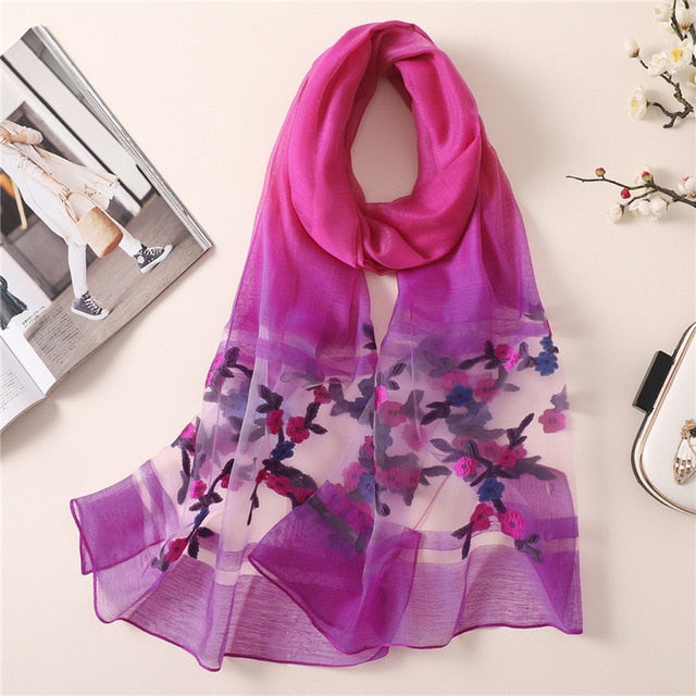 Fashion Thin Soft Silk Scarf Floral Printed Bandana Shawl #TH-women-wanahavit-th8-wanahavit