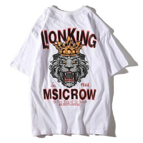 Load image into Gallery viewer, Lion King Printed Hip Hop Streetwear Loose Tees-unisex-wanahavit-White-Asian M-wanahavit
