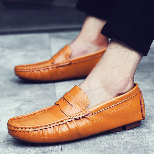 Load image into Gallery viewer, Genuine Leather Casual Slip On Moccasin Loafers-men-wanahavit-Brown Loafers-6-wanahavit
