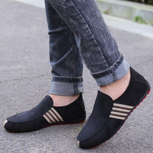 Suede Leather Loafers Striped Breathable Shoes-men-wanahavit-Black-6.5-wanahavit