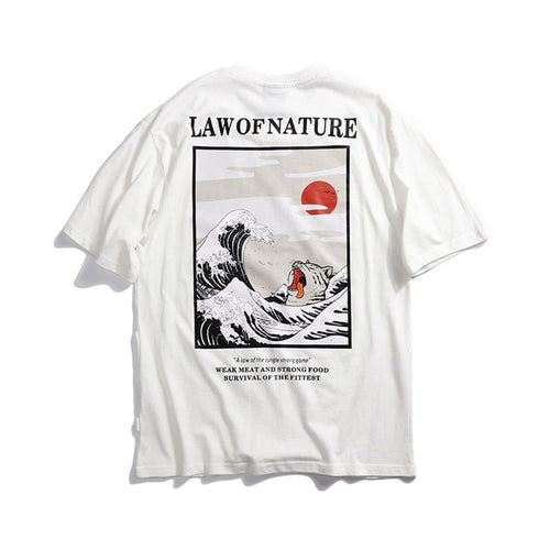 Load image into Gallery viewer, Yawning Cat Printed Hip Hop Streetwear Loose Tees-unisex-wanahavit-White-Asian M-wanahavit
