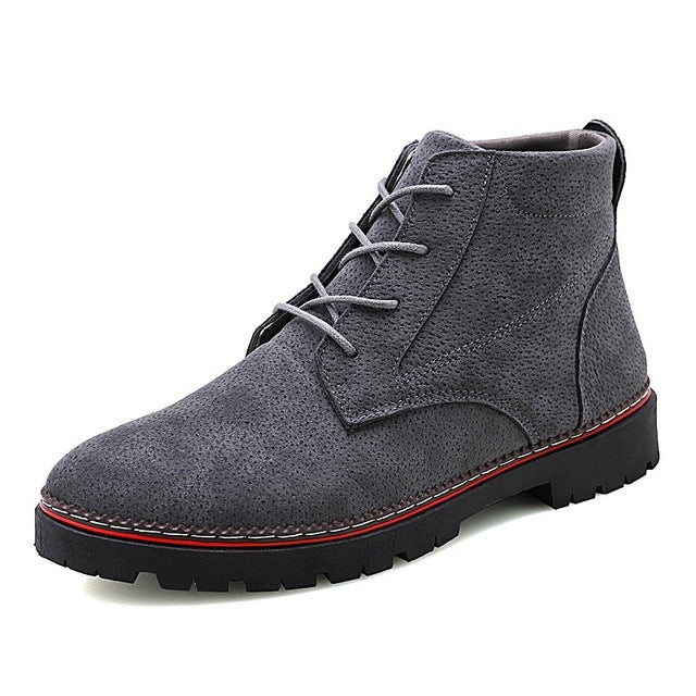 Winter Pu Leather Lace Up British Style Warm Boots-men-wanahavit-Grey Boots-6.5-wanahavit