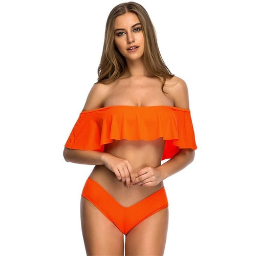 Load image into Gallery viewer, Sexy Bandeau Off Shoulder Bikini-women fitness-wanahavit-Orange-L-wanahavit
