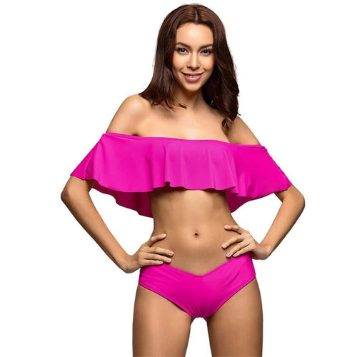 Load image into Gallery viewer, Sexy Bandeau Off Shoulder Bikini-women fitness-wanahavit-Hot Pink-L-wanahavit
