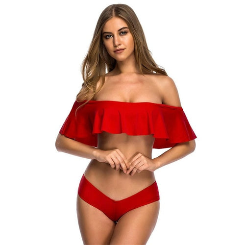 Load image into Gallery viewer, Sexy Bandeau Off Shoulder Bikini-women fitness-wanahavit-Red-L-wanahavit
