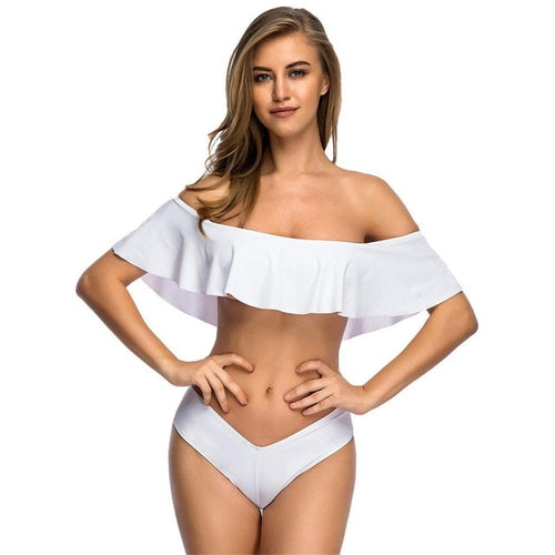 Load image into Gallery viewer, Sexy Bandeau Off Shoulder Bikini-women fitness-wanahavit-White-L-wanahavit
