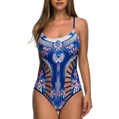 Load image into Gallery viewer, Sexy Geometric Print Lace Up Monokini-women fitness-wanahavit-V378-L-wanahavit
