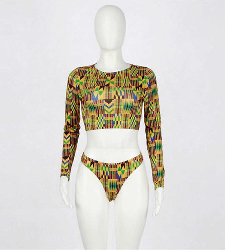 Sexy Long Sleeve Tribal Print High Waist Bikini-women fitness-wanahavit-MultiPattern-L-wanahavit