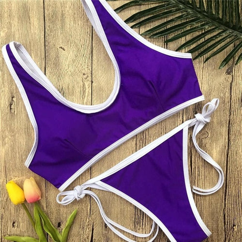 Load image into Gallery viewer, Sexy Brazilian Outline Contrast Bikini-women fitness-wanahavit-Purple-L-wanahavit
