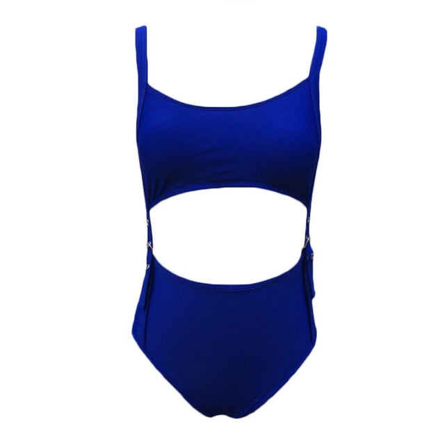 Tummy Cut Out High Waist Striped Monokini-women fitness-wanahavit-Blue-L-wanahavit