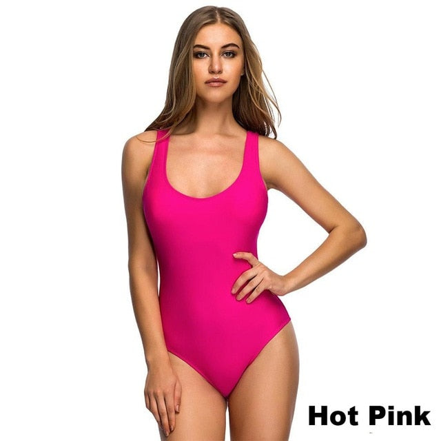 Plus Size Bathe Wide Strap Monokini-women fitness-wanahavit-Hot Pink-L-wanahavit