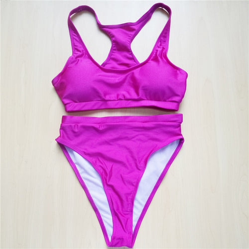 Load image into Gallery viewer, Shiny Sexy High Cut Sport Bikini-women fitness-wanahavit-Hot Pink-L-wanahavit
