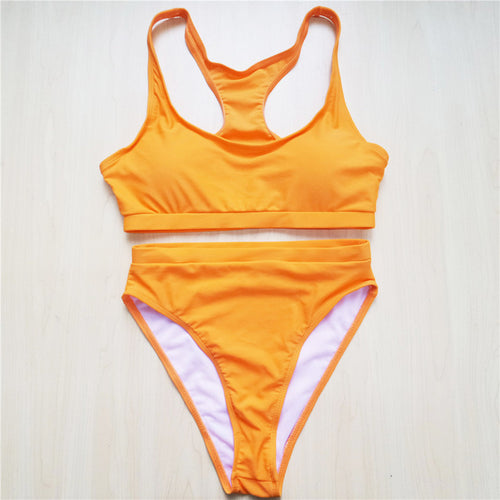 Load image into Gallery viewer, Shiny Sexy High Cut Sport Bikini-women fitness-wanahavit-Orange-L-wanahavit
