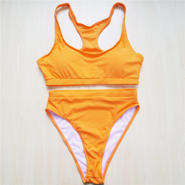Shiny Sexy High Cut Sport Bikini-women fitness-wanahavit-Orange-L-wanahavit