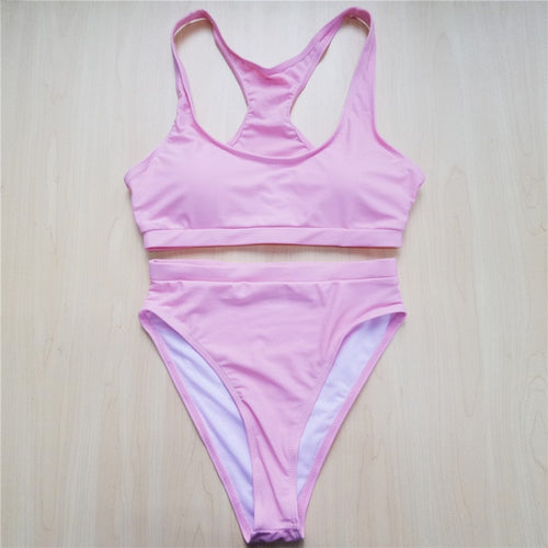 Load image into Gallery viewer, Shiny Sexy High Cut Sport Bikini-women fitness-wanahavit-Pink-L-wanahavit
