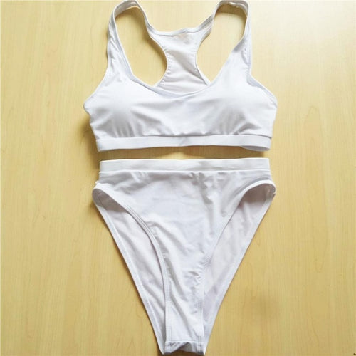 Load image into Gallery viewer, Shiny Sexy High Cut Sport Bikini-women fitness-wanahavit-White-L-wanahavit

