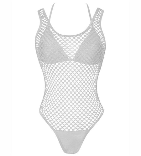 Sexy Fish Net Mesh Monokini-women fitness-wanahavit-White-L-wanahavit
