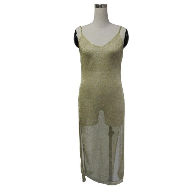 Sexy Sheer Mesh Knitted Tunic Long Beach Cover Up Dress-women fitness-wanahavit-Green-One Size-wanahavit