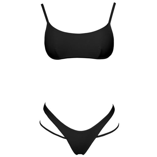 Load image into Gallery viewer, Sexy Strappy High Cut Thong Sport Bikini-women fitness-wanahavit-Black-L-wanahavit
