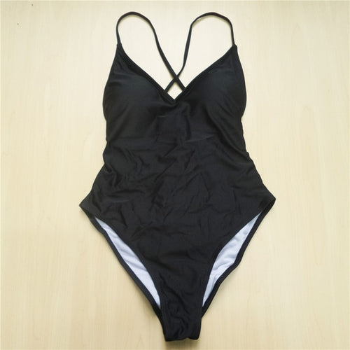 Load image into Gallery viewer, Sexy V Neck Scrunch Back Monokini-women fitness-wanahavit-Black-L-wanahavit
