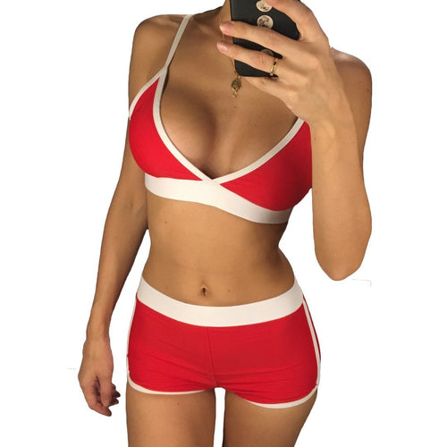 Load image into Gallery viewer, Two Color Contrast Sexy High Waist Bikini-women fitness-wanahavit-Red-L-wanahavit
