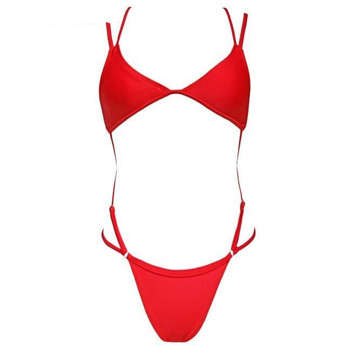 Load image into Gallery viewer, Bather High Cut String Crisscross Tie Monokini-women fitness-wanahavit-Red-L-wanahavit
