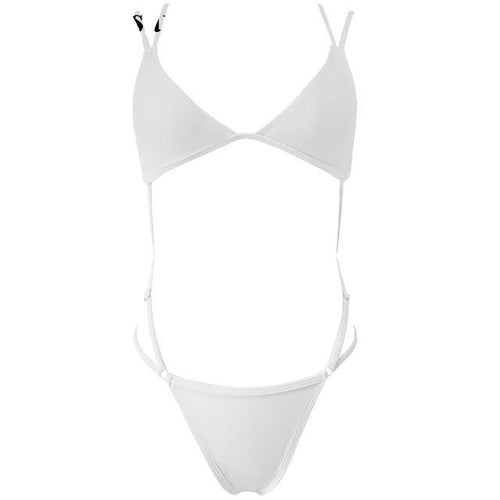 Load image into Gallery viewer, Bather High Cut String Crisscross Tie Monokini-women fitness-wanahavit-White-L-wanahavit
