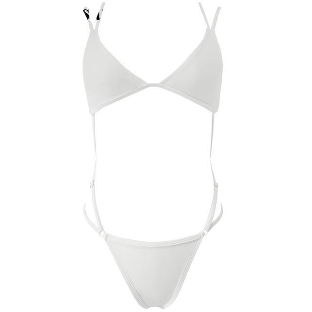 Bather High Cut String Crisscross Tie Monokini-women fitness-wanahavit-White-L-wanahavit