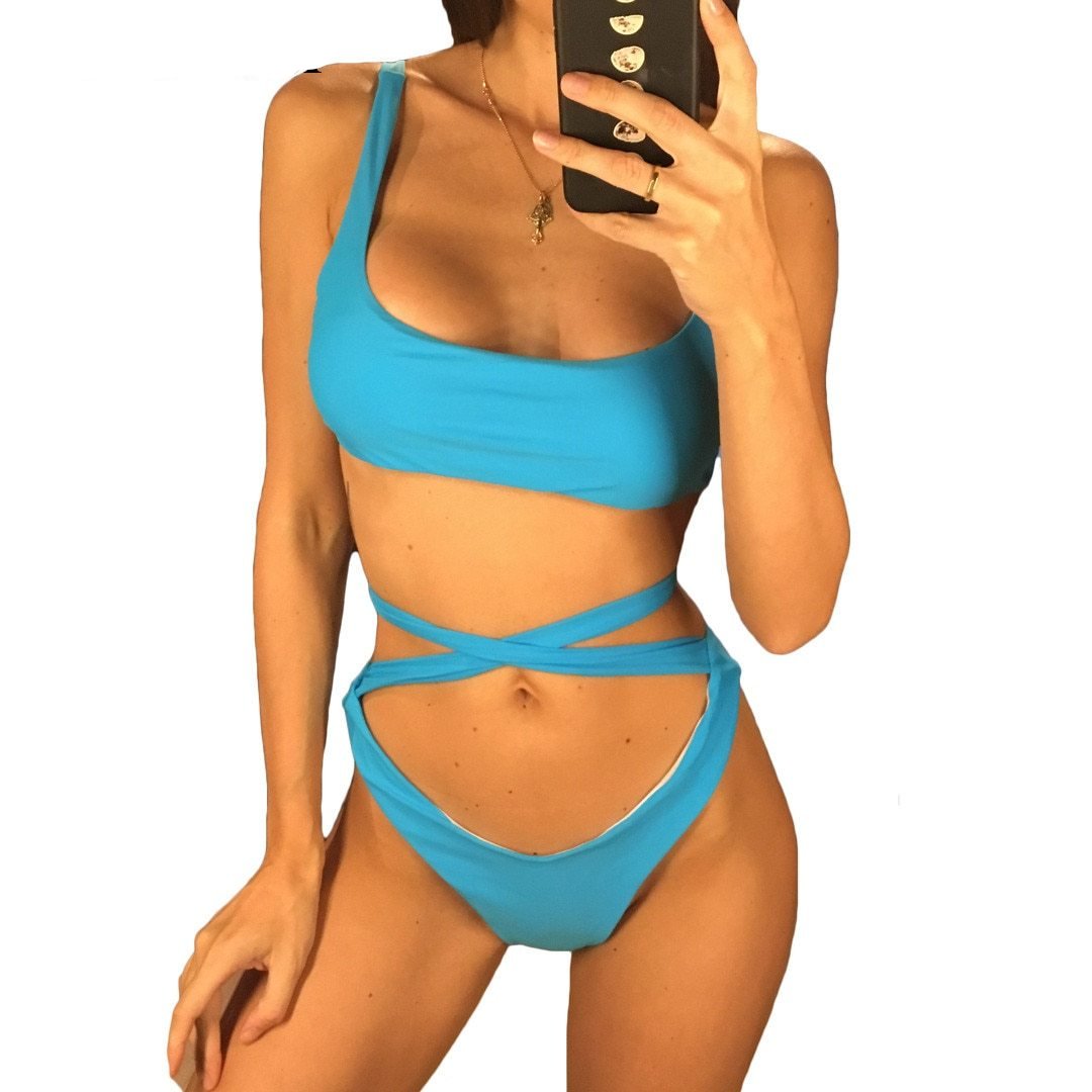 Sexy High Leg Crisscross Wrap Around Bikini-women fitness-wanahavit-Sky Blue-L-wanahavit