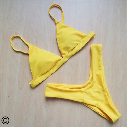 Load image into Gallery viewer, Sexy V Shape Bottom Brazilian Bikini-women fitness-wanahavit-Yellow-L-wanahavit
