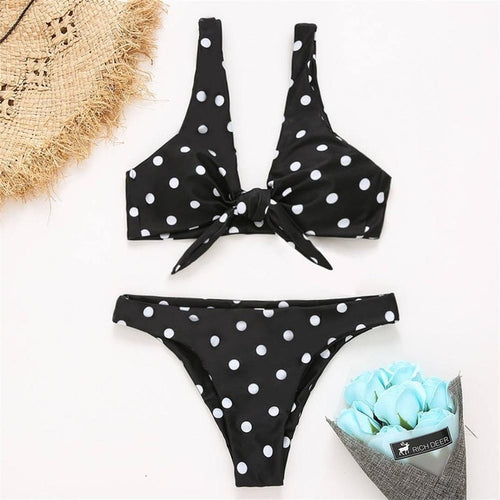 Load image into Gallery viewer, Sexy Printed Knotted Brazilian Bikini-women fitness-wanahavit-White Dots-S-wanahavit
