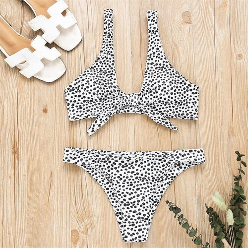 Load image into Gallery viewer, Sexy Printed Knotted Brazilian Bikini-women fitness-wanahavit-Black Dots-S-wanahavit
