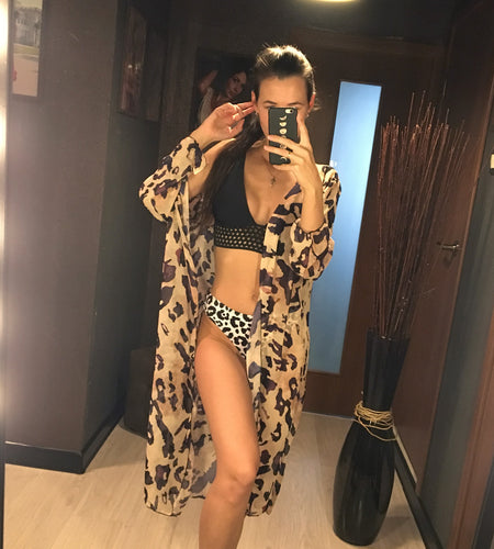 Sexy Leopard Printed Chiffon Beach Cover Up-women fitness-wanahavit-wanahavit