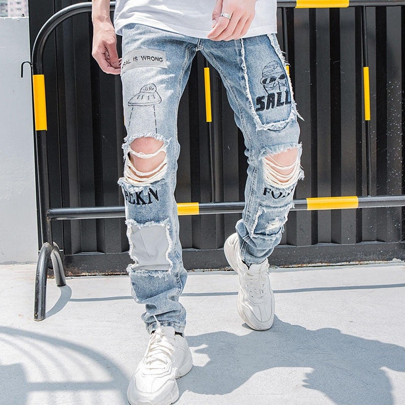 Biker Vintage Hole Denim Skinny Jeans Pants-men-wanahavit-blue-S-wanahavit